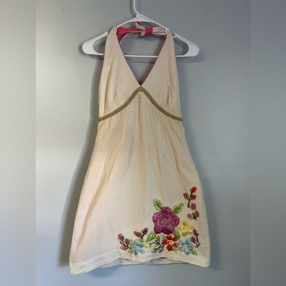 Lilly Pulitzer RARE Basketweave cross-stitch halter dress size 6